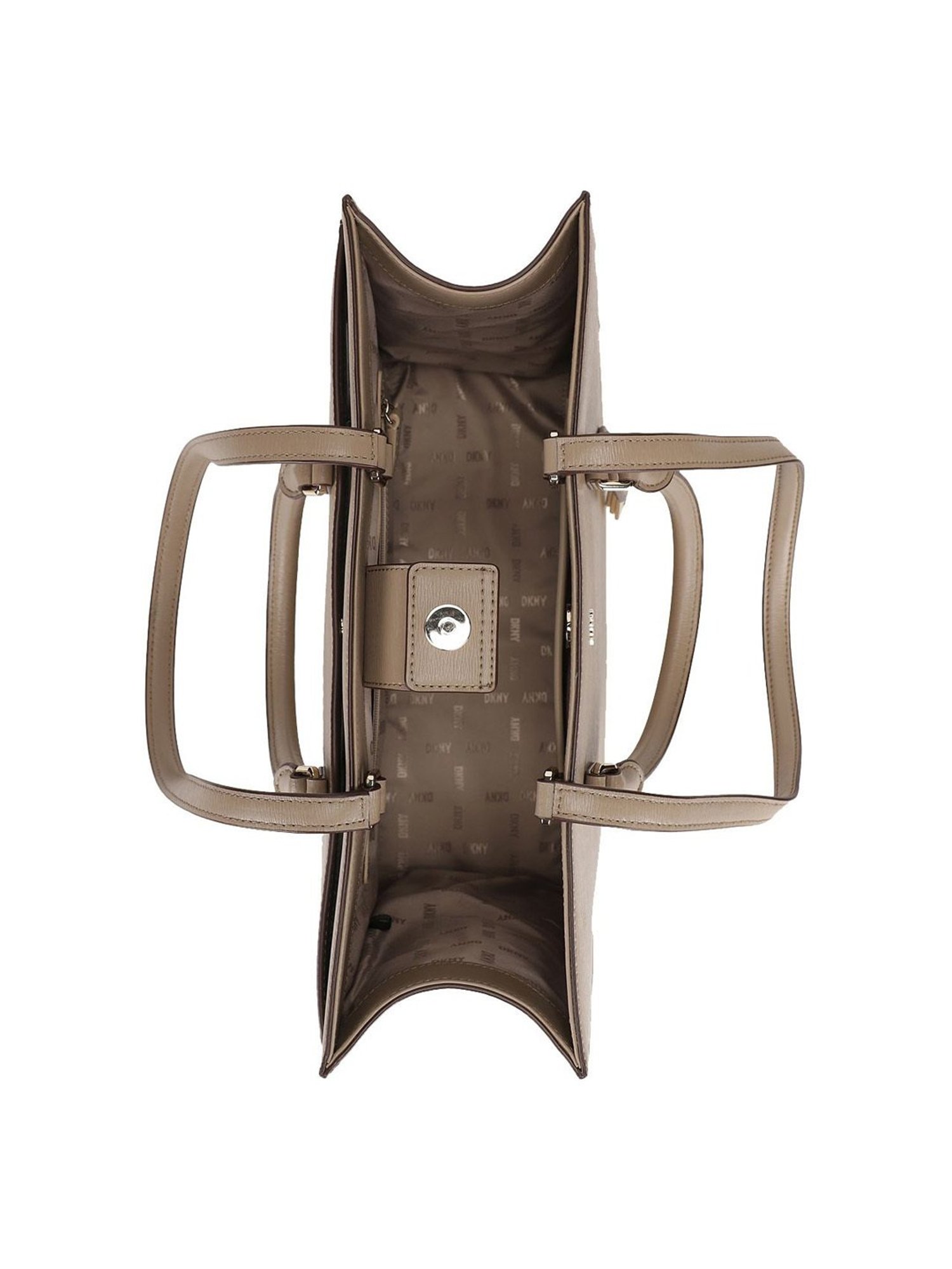 Dkny Coffee Leather Solid Tote Handbag