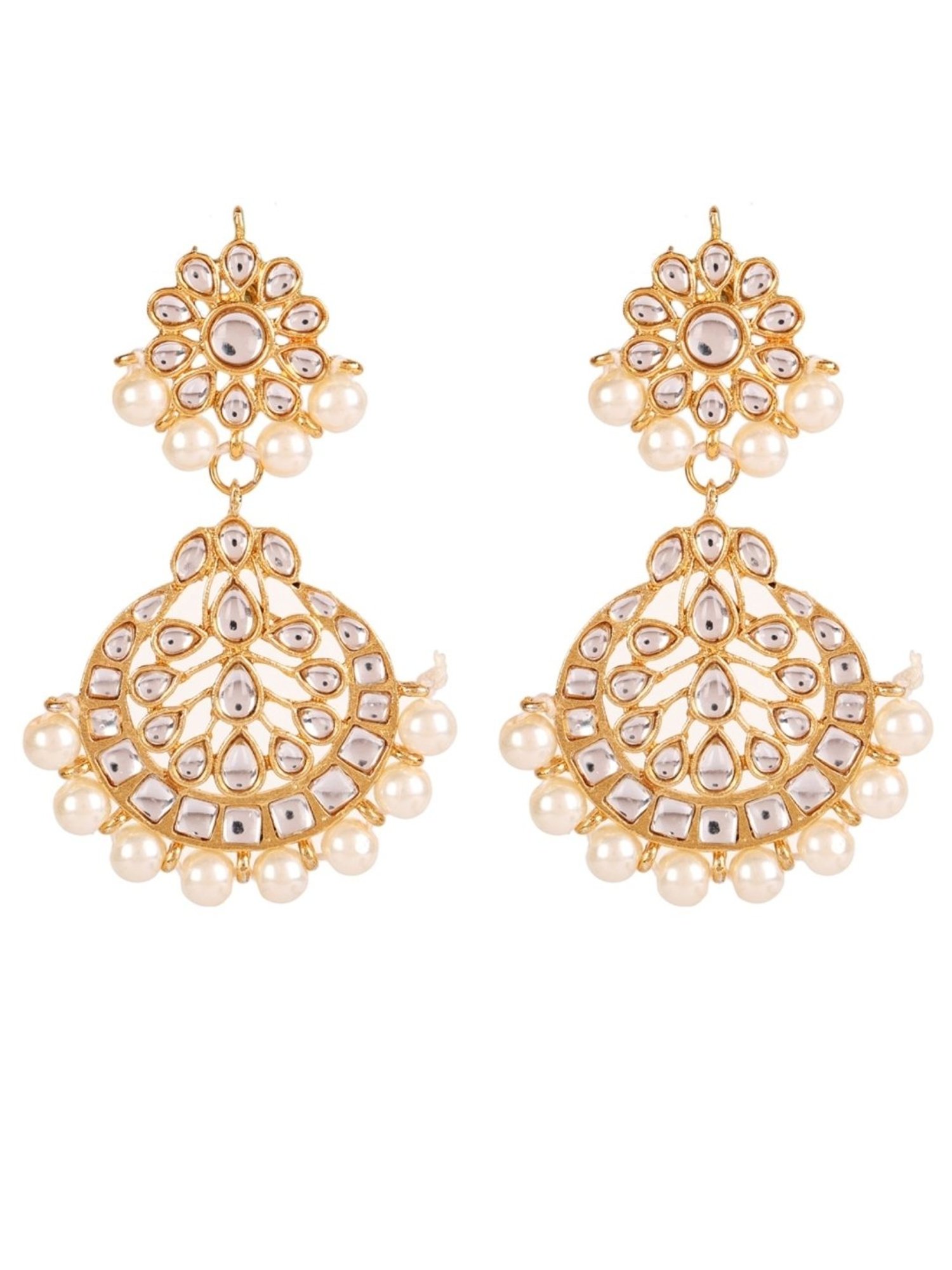 Aatmana Gold-Toned Kundan & Pearl Necklace, Earring & Maang Tikka Set