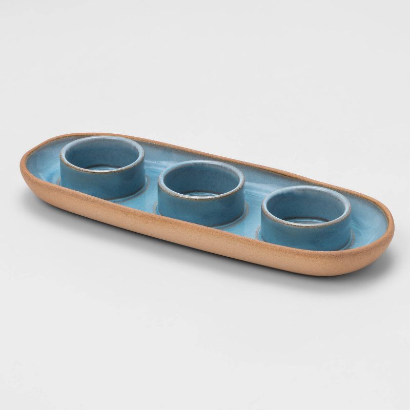 3 Space Tealight Tray Blue - Threshold™