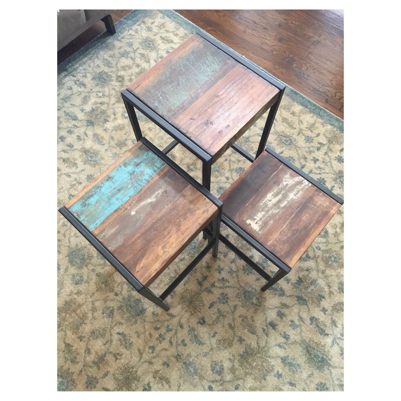 Industrial Reclaimed Wood and Iron Stool - (31H x 14W x 14D) - Natural - Timbergirl