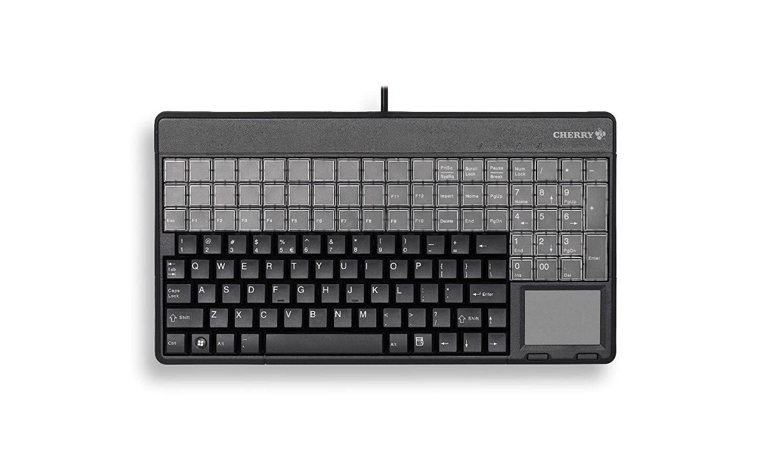 CHERRY G86-61401 POS Keyboard w/Touchpad & Card Reader - Black - 123 Keys - USB (G86-61401EUADAA)
