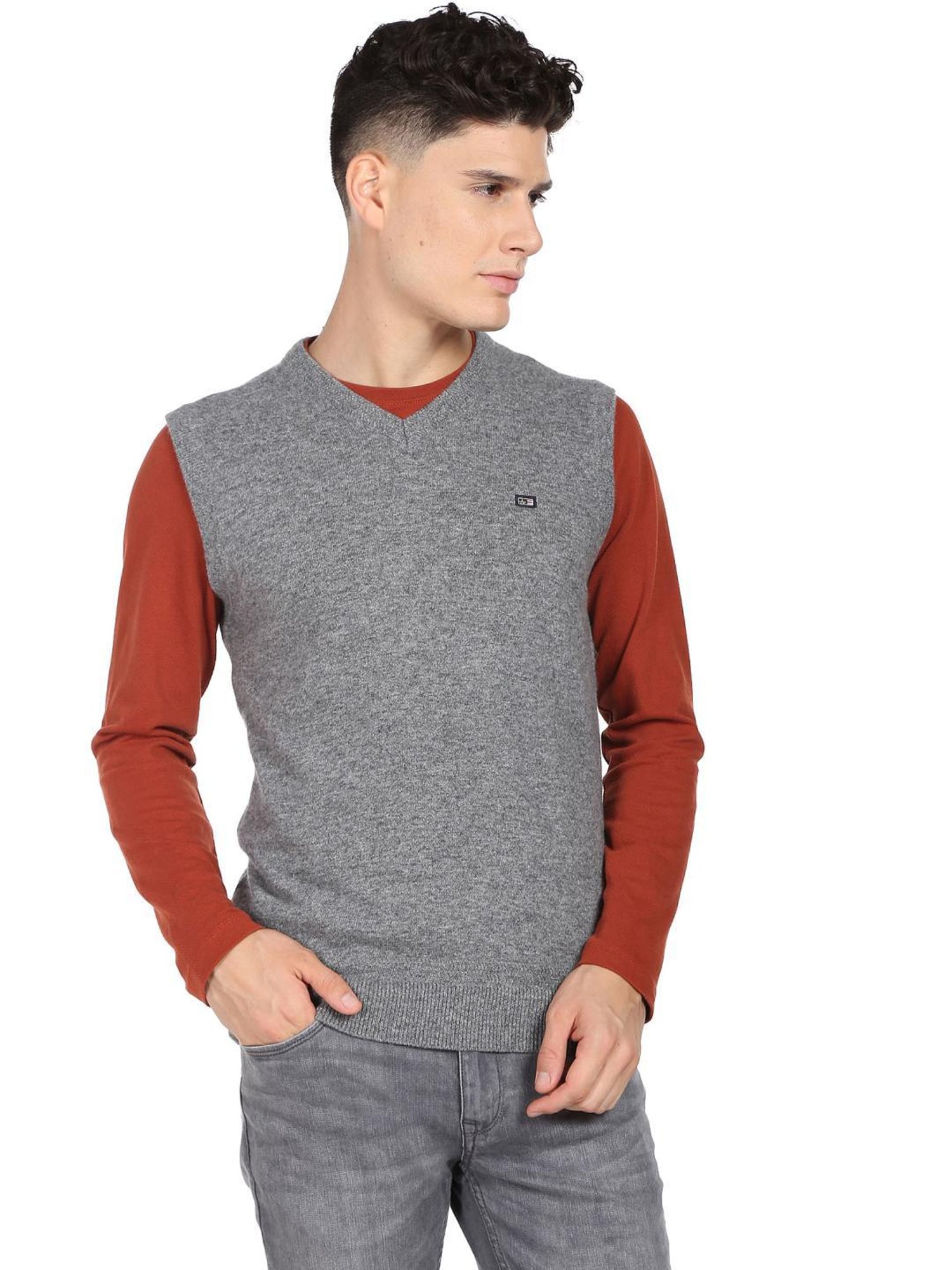 Arrow Sports Grey Regular Fit Sweater
