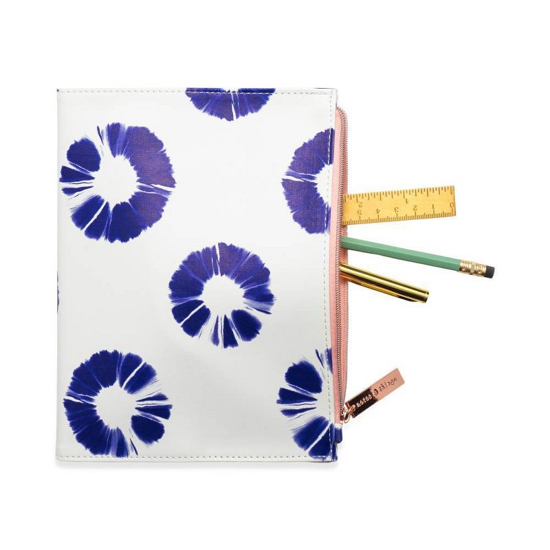 Leatherette Journal with Zipper Pouch Indigo Batik - DesignWorks Ink