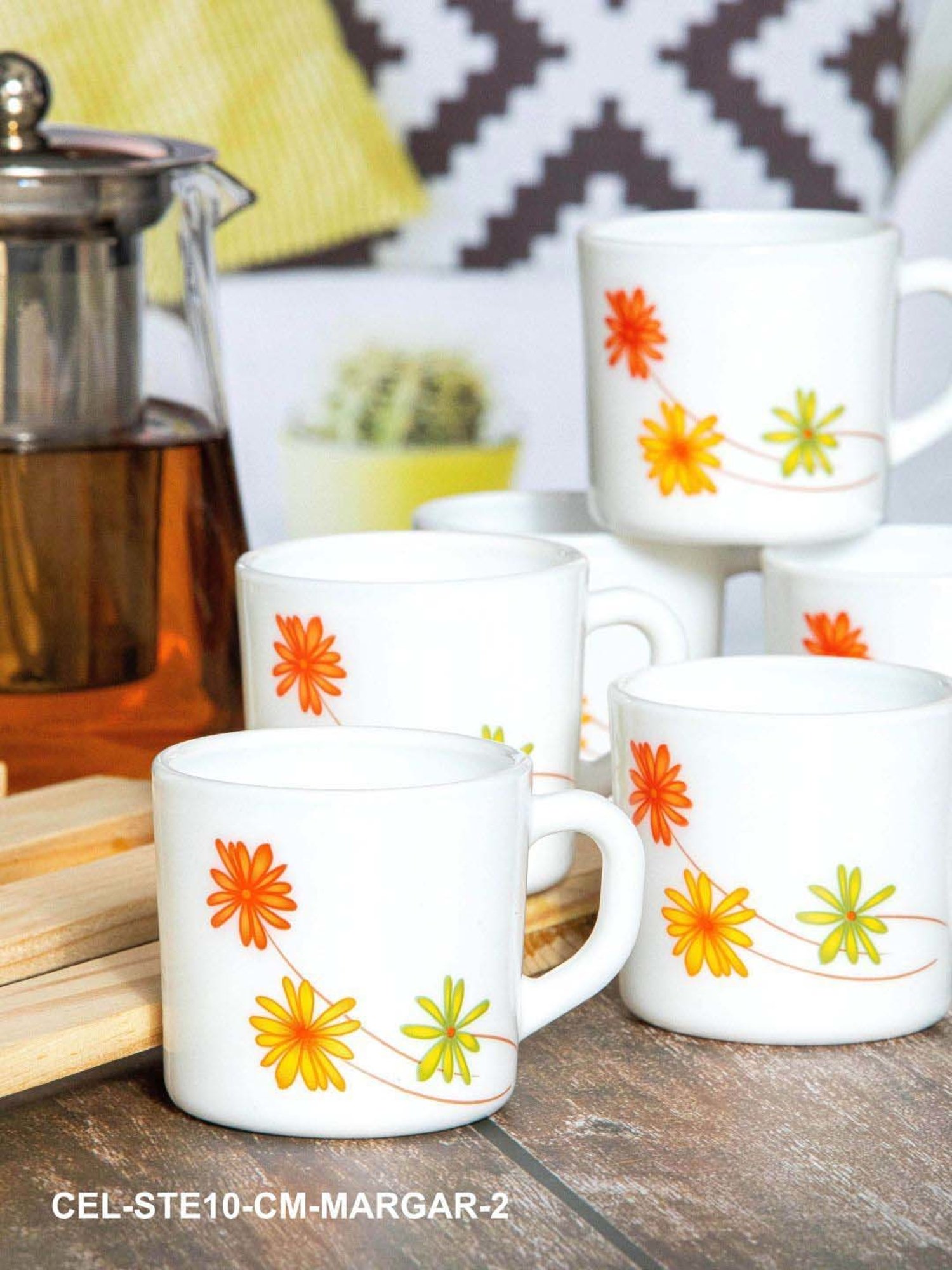 Cello Multicolor Glass Coffee Mug (0.1 L) - Set of 12