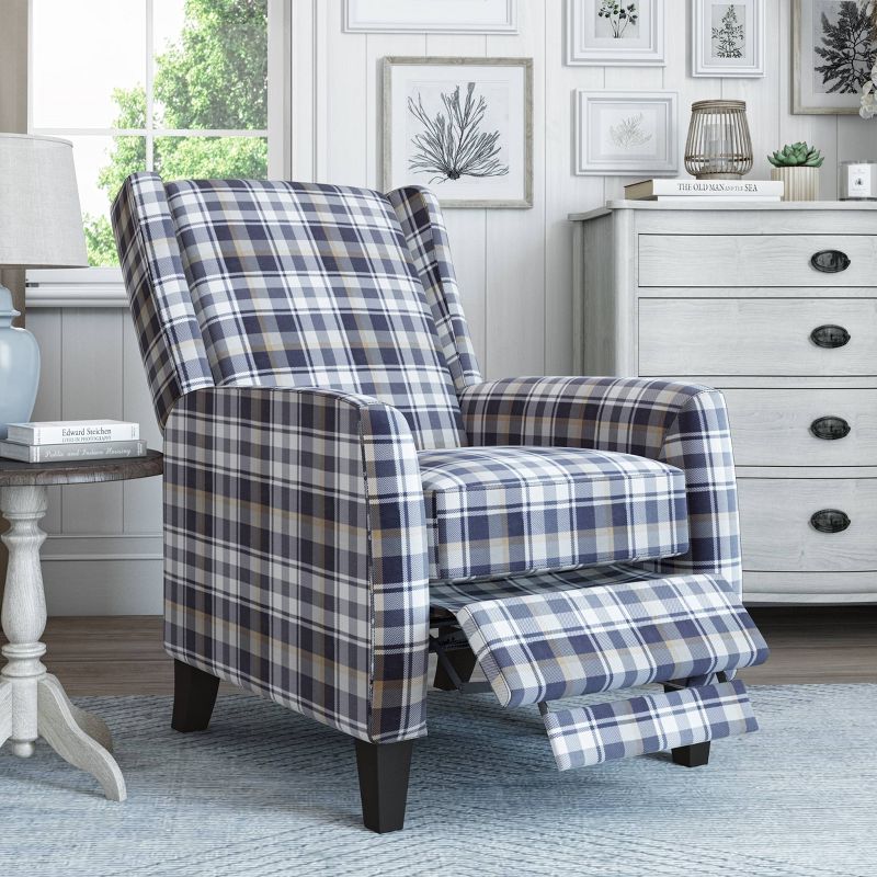 Lani 2 Position Pushback Recliner Chair Velvet Plaid Gray - ProLounger