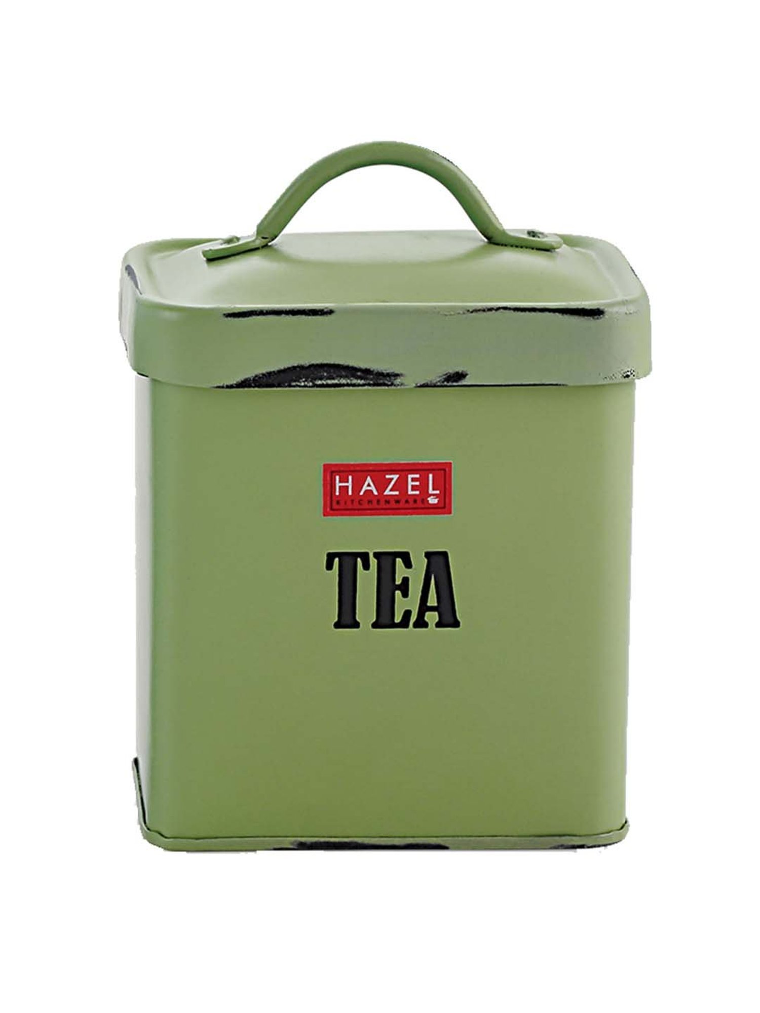HAZEL Green Galvanized Metal Storage Jar with Lid (1150 ml) - Set of 1