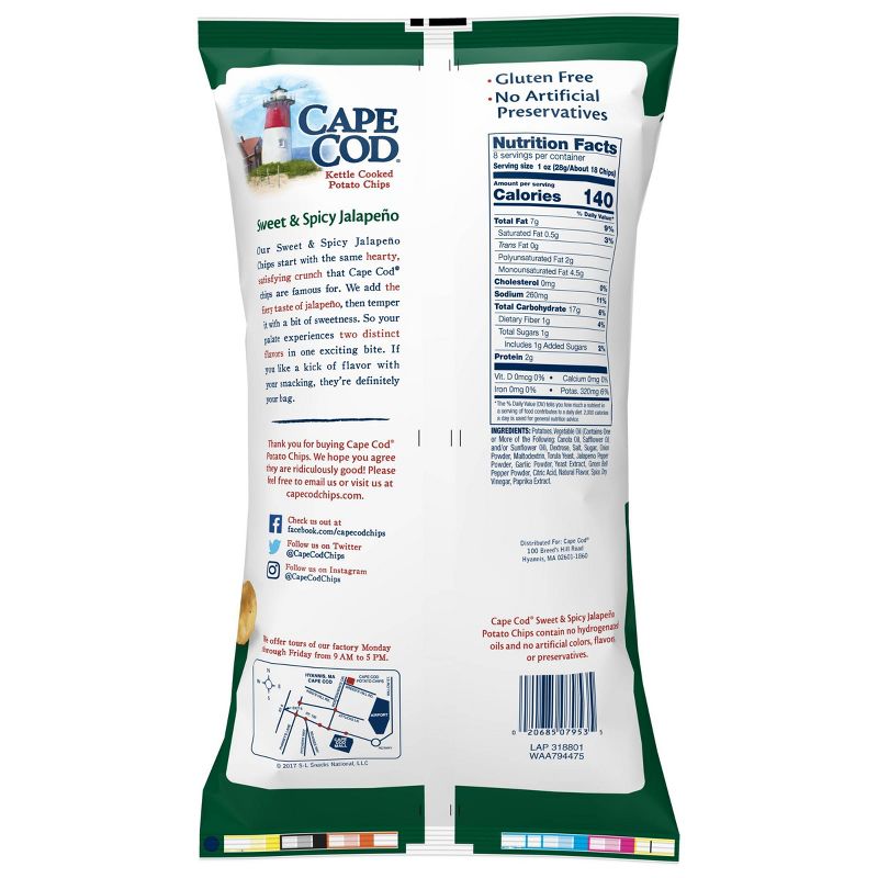 Cape Cod Kettle Cooked Potato Chips - Sweet and Spicy Jalapeno (8oz)