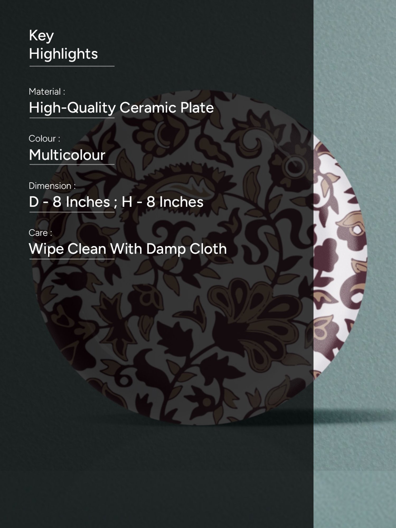 Nestroots Paisley Print Multicolor Porcelain Wall Plate