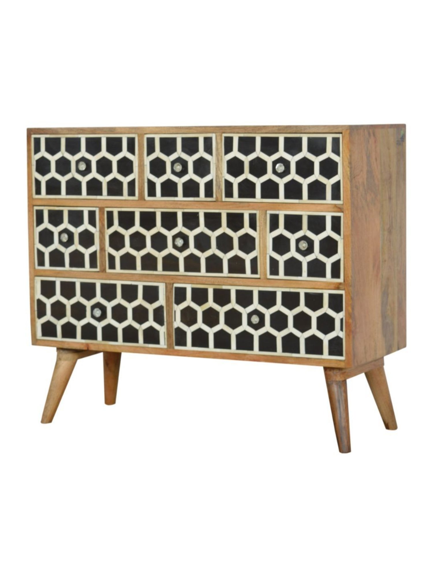 Fabindia Brown Sheesham Wood Textured Cabinet
