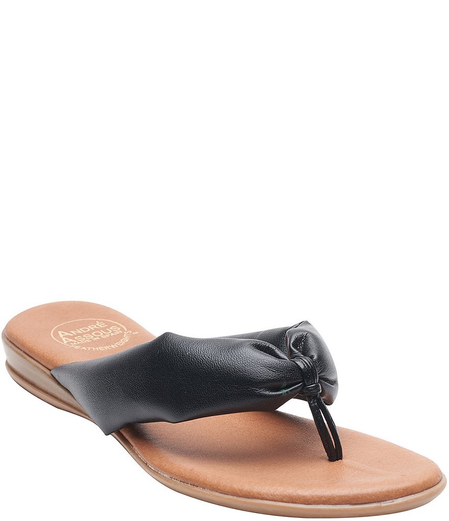 Andre Assous Nuya Featherweights&trade; Padded Straps Leather Thong Sandals