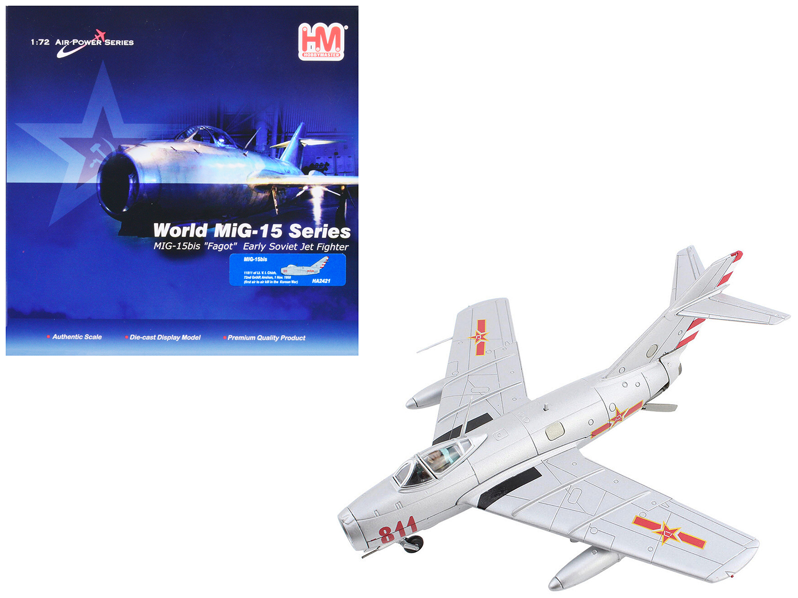 Mikoyan-Gurevich MiG-15Bis Fighter Aircraft "8170 Early Soviet Fighter" Soviet Air Force "Air Power Series" 1/72 Diecast Model by Hobby Master