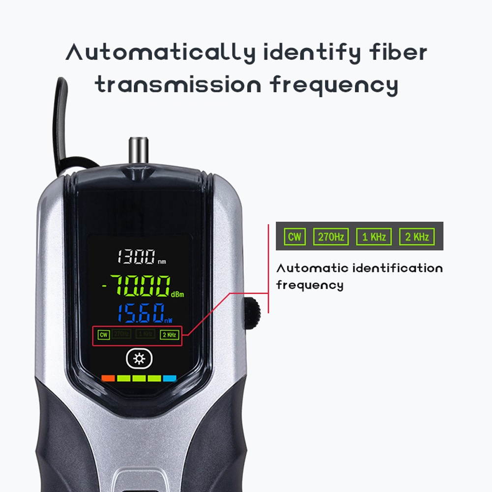 G710 LCD Color Display Screen Rechargeable Optical Power Meter High Accuracy Optical Fiber Tester Attenuation Detection Instrument 7 Testing Wavelengths  -70~10dBm Measuring Ranges