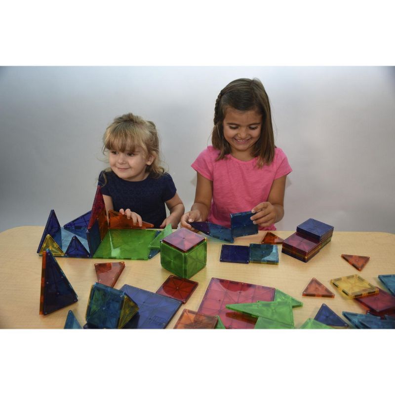 Magna-Tiles 3D Magnetic Building Tiles, Assorted Clear Colors, set of 48