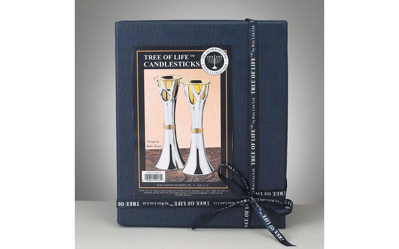 Rite Lite 5.75" Tree of Life Sabbath Candle Stick Set - Silver/Gold