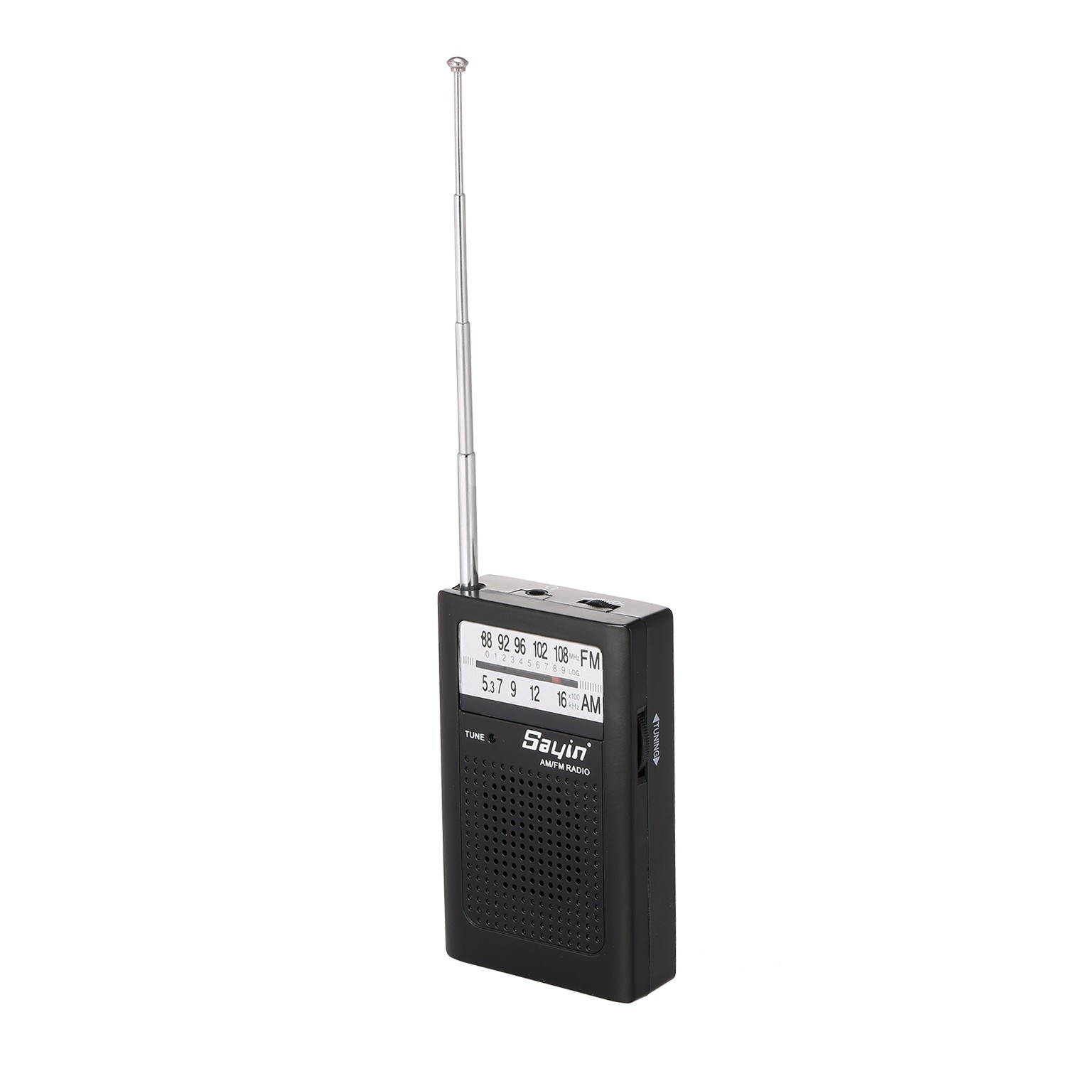 Mini AM FM Radio 2 Band Radio Receiver Portable Pocket Transistor Radio Built-in Speaker w/ Headphone Jack Telescopic Antenna