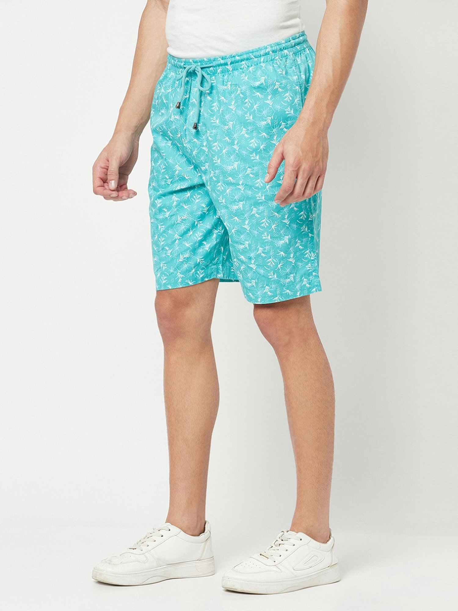 Crimsoune Club Turquoise Regular Fit Cotton Shorts