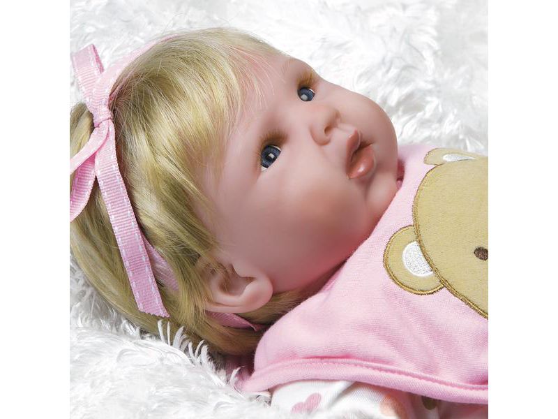Paradise Galleries "Happy Teddy" Girl Reborn Baby Doll.  19" Great 1st Baby Doll That Comes With 3 Accessories.  Age 3+