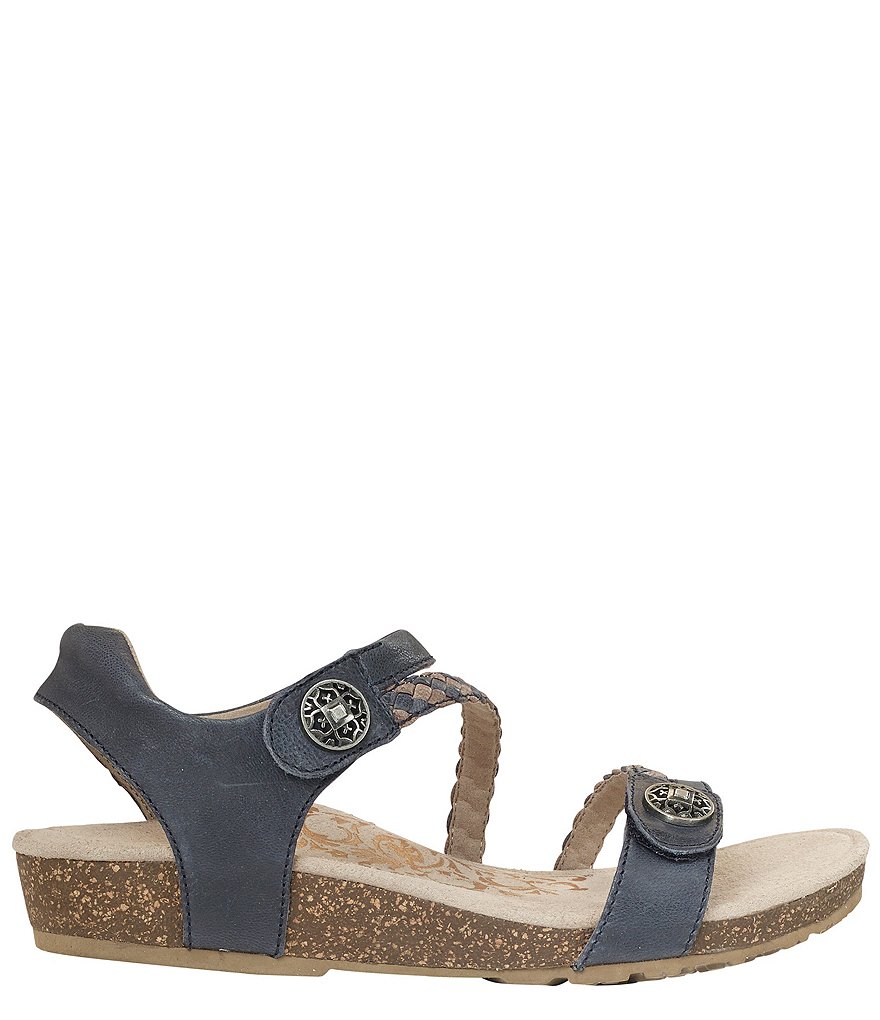 Aetrex Jillian Braided Leather Cork Wedge Sandals