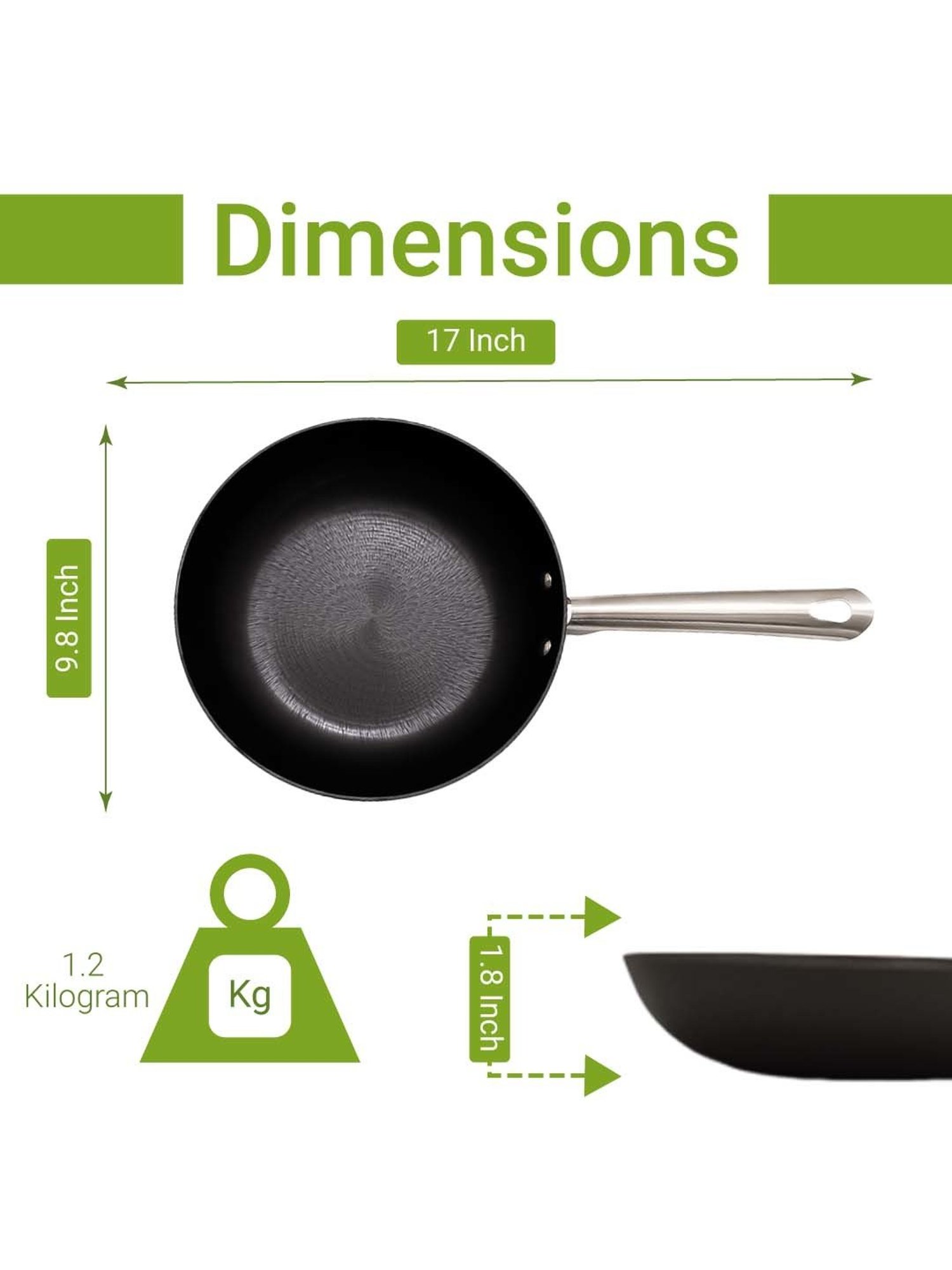 Femora Black Cast Iron Non Toxic & Coating Free 2 Frypan