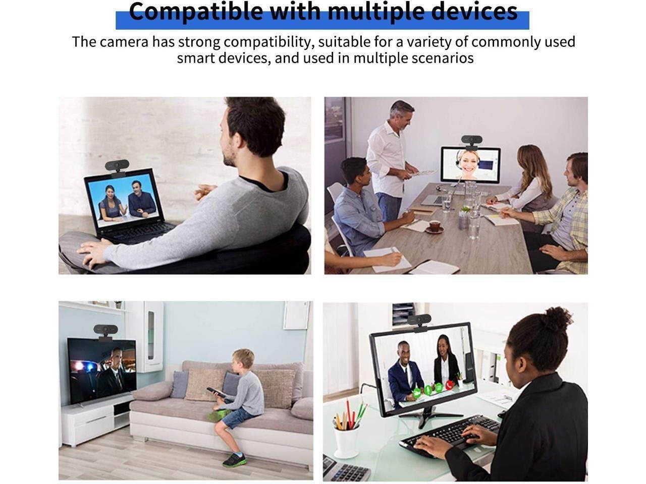 Webcam with Microphone for Desktop, Laptop 1080P HD Live Streaming, Auto Focus, USB Plug and Play, Computer Camera for Laptop/PC/Mac, Online Studying,Video Calling and Conferencing