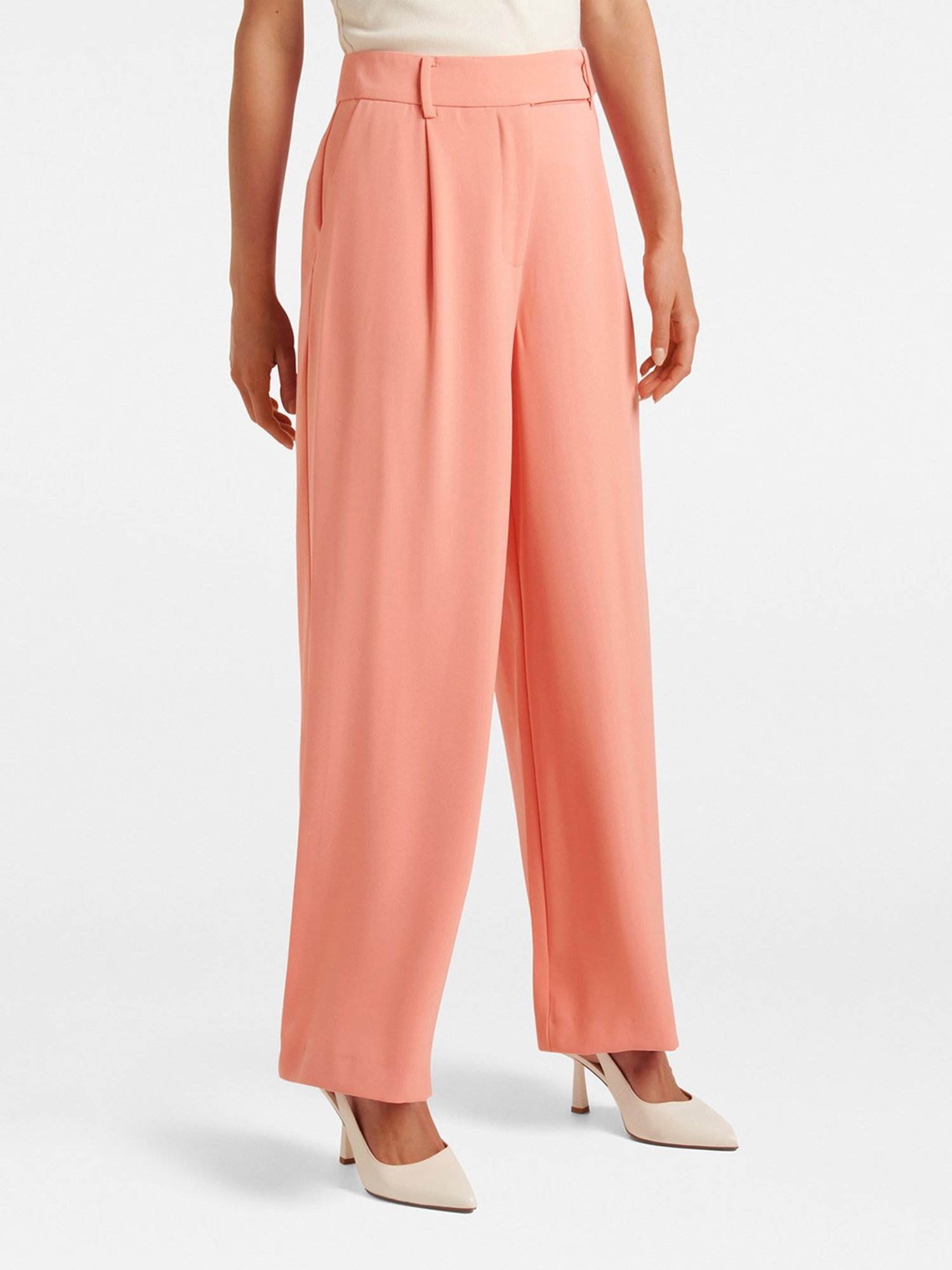 Forever New Peach Regular Fit High Rise Trousers