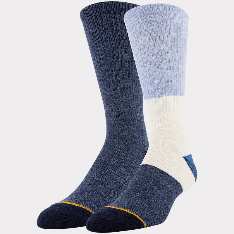 Signature Gold by GOLDTOE Men's Native Nomad Crew  Colorblock Sport Socks 2pk - Denim 6-12.5