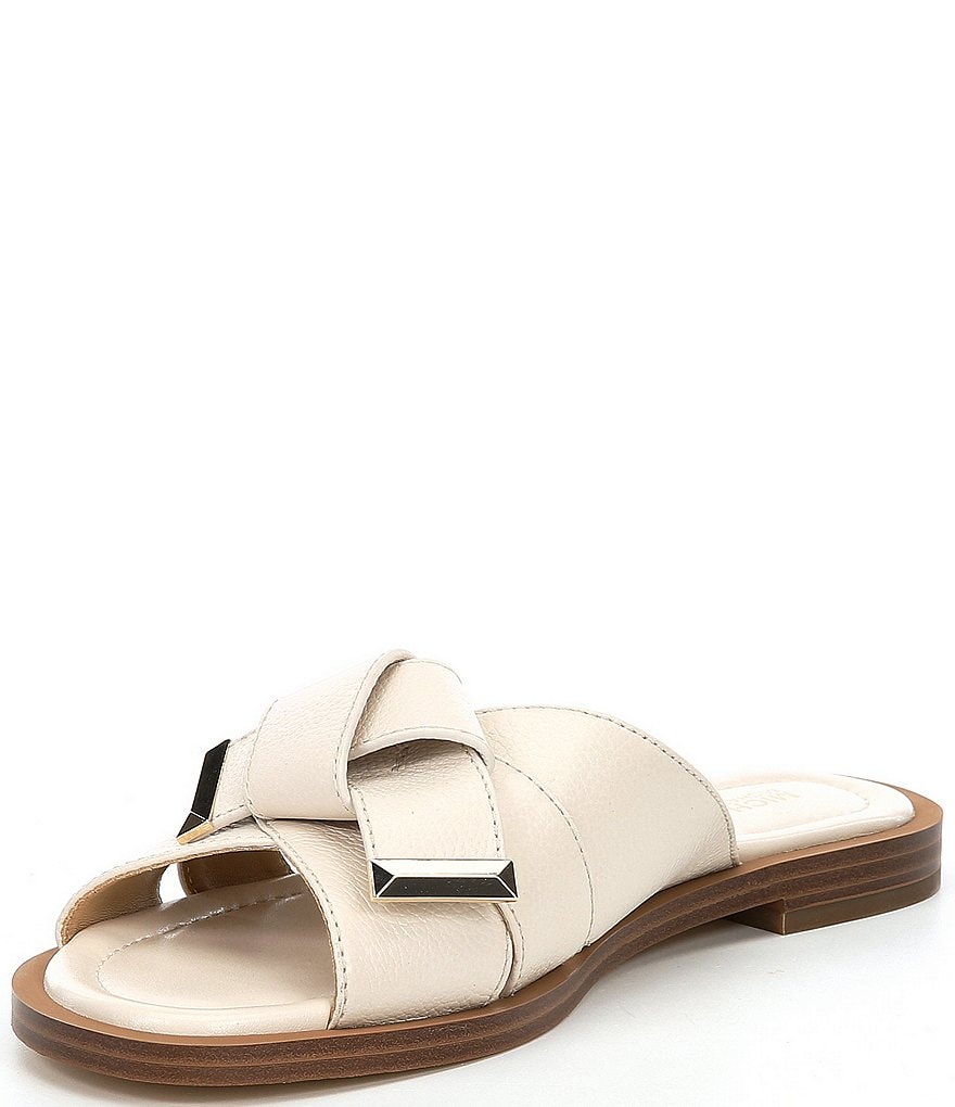 MICHAEL Michael Kors Addison Tumbled Leather Knot Detail Slide Sandals