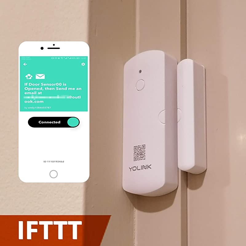 Smart Door Sensors 2 Pack, 1/4 Mile World's Longest Range Wireless Window Door Sensor Works with Alexa IFTTT, Smartphone Monitor App Alerts Open Reminder Sensor, No Audio Alarm,  Hub Included