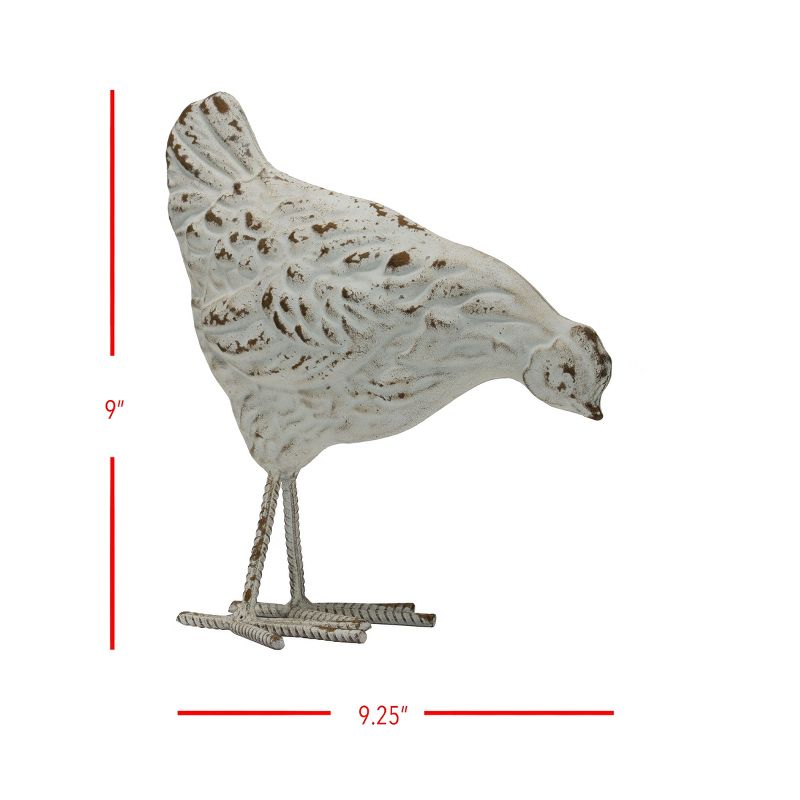 Rustic Antique White Metal Hen Figurine - Foreside Home & Garden