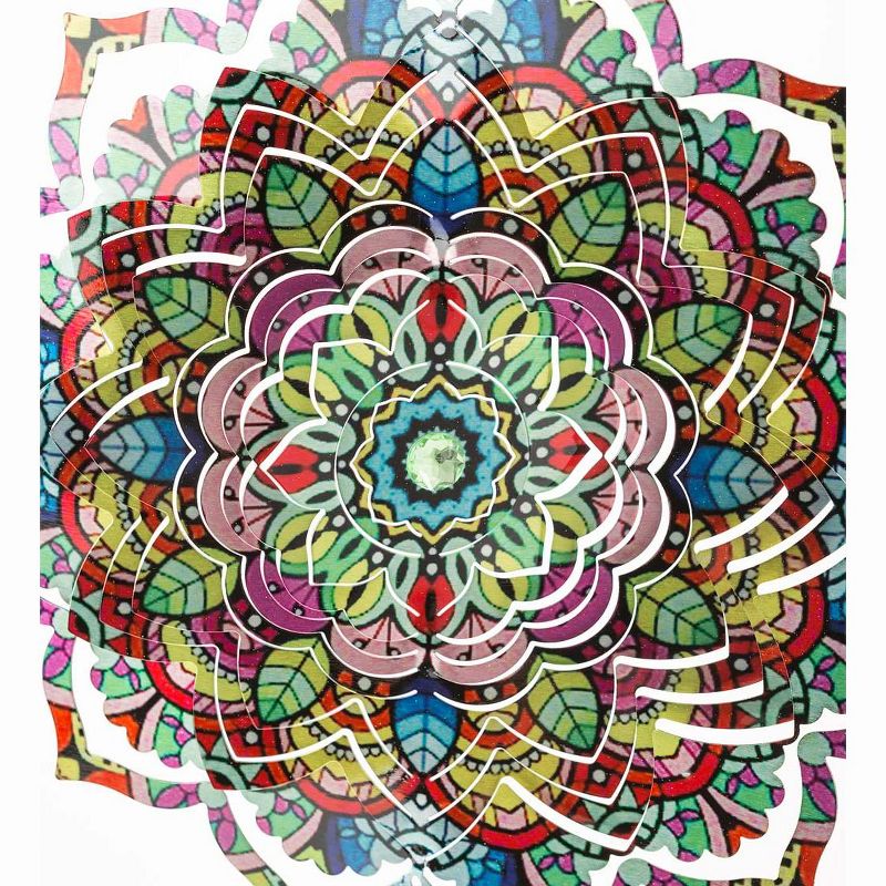 Wind & Weather Flower Mandala Optical Illusion Hanging Metal Spinner