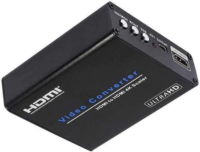 Docooler AM-9H20 HDMI Adapter HDMI to HDMI 4K Scaler Amplifier HDMI Down/Up Scaler Converter Switch for HDTV Blue-DVD Portable US Plug