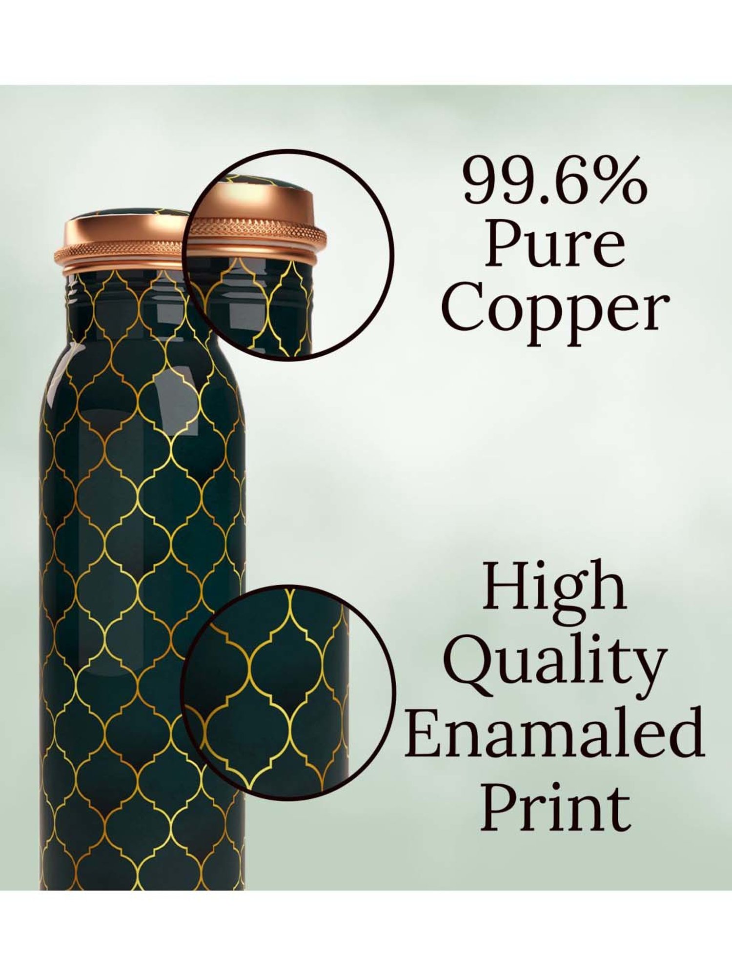 Everything Beautiful Dark Green Copper Water Bottle - Standard (0.9 L)