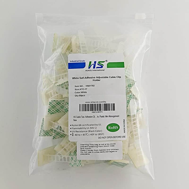 Wire Management Clips Clear Yellowish with Screw Hole 50 Pack Adjustable Zip Ties 3 Inch with 3M Adhesive TapeAdhesive Clips for Christmas LightsDeskWall to Hold Extension Cord