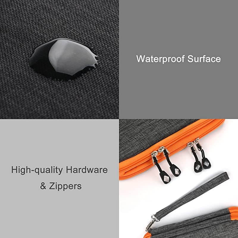 Electronics Organizer,  Electronic Accessories Cable Organizer Bag Waterproof Travel Cable Storage Bag for Charging Cable, Cellphone, Mini Tablet (Up to 7.9'') and More (Orange and Gray)