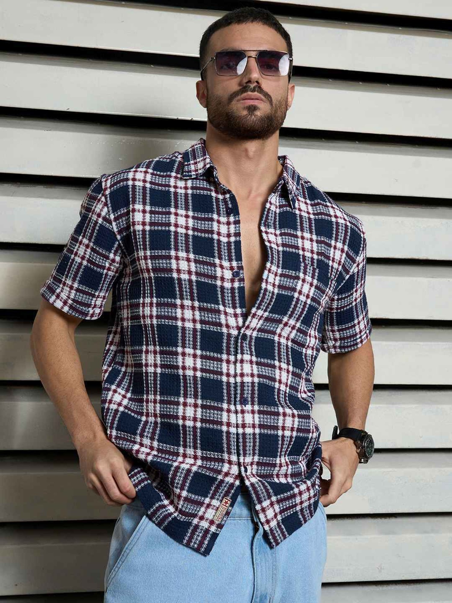 High Star Multi Cotton Regular Fit Checked Shirt