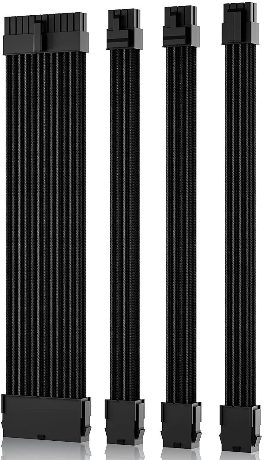 Power Supply Sleeved Cable, Extension PC Kit, 18AWG 24Pin ATX / 8 (4+4) Pin EPS / 8 (6+2) Pin PCI-E Power Supply PSU Cable with Combs, 30CM