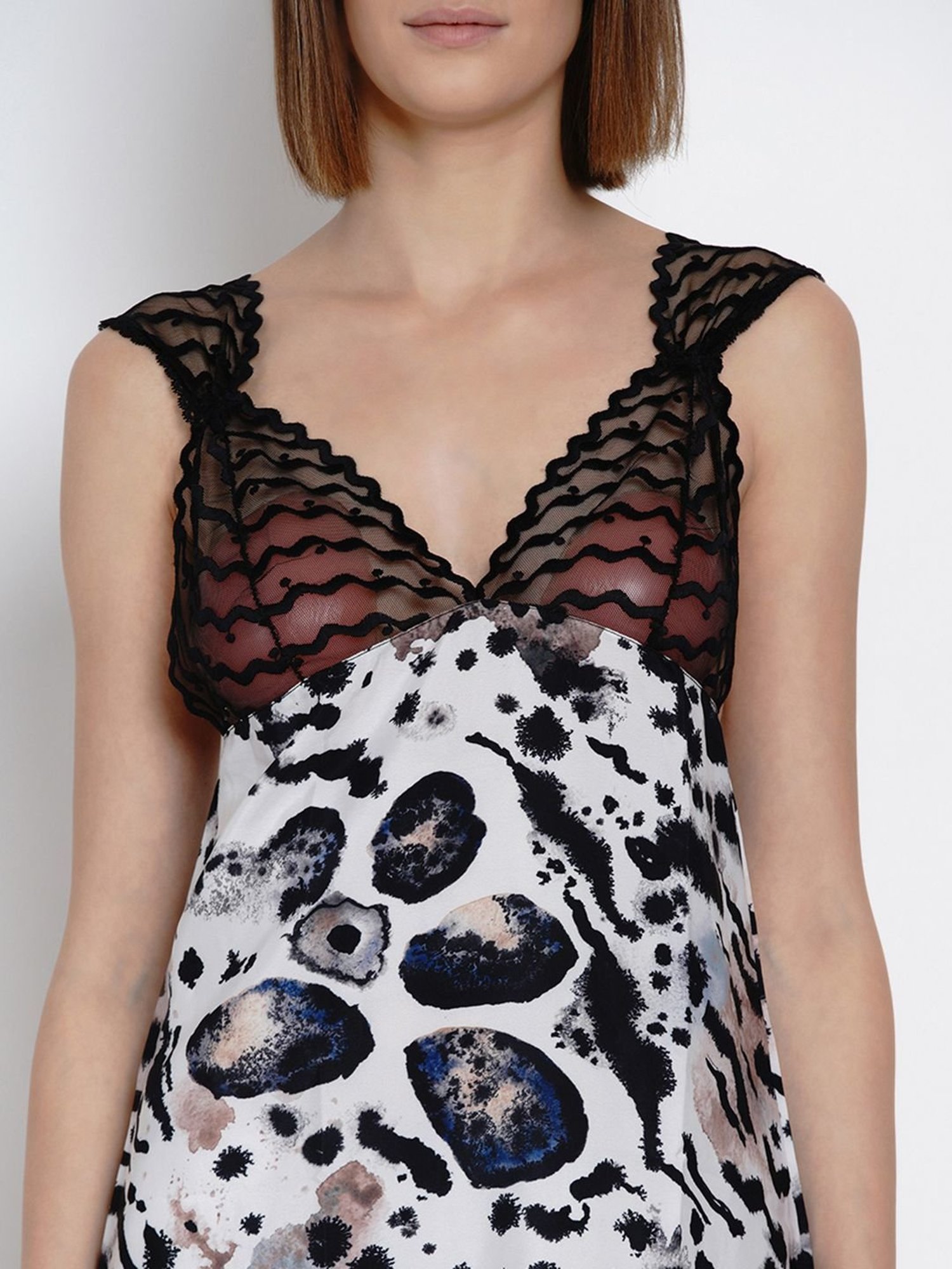 Erotissch White & Black Animal Print Babydoll