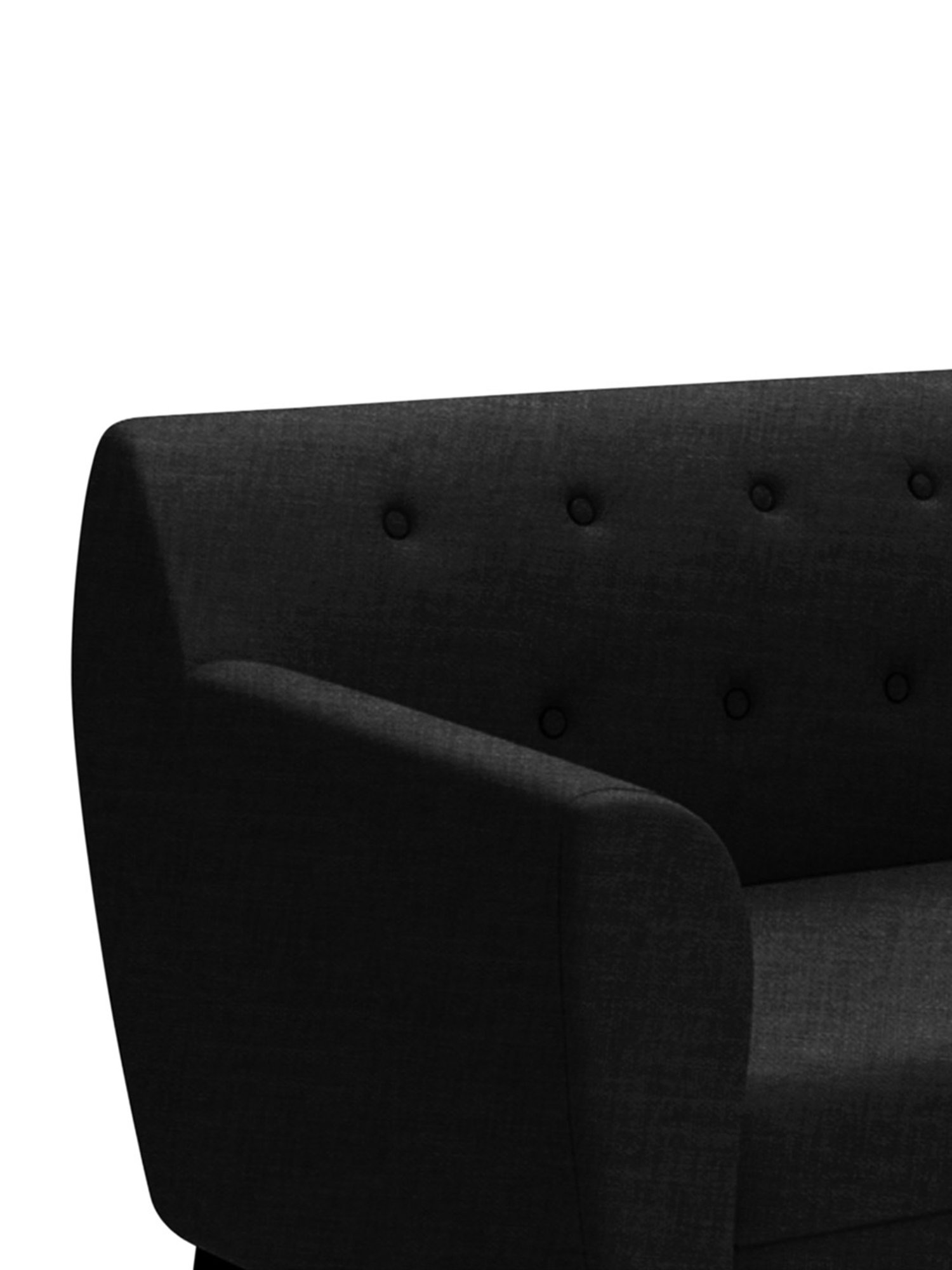 Trevi Mystic Black Fabric & Neem Wood 5 Seater RHS Sectional Sofa