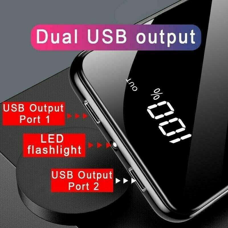 300000mAh Power Bank Qi Wireless Charging USB LCD LED Portable Battery Charger