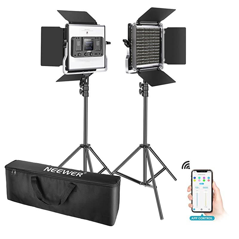 2 Packs 660 LED Video Light with APP Control Photography Video Lighting Kit with Light Stands Dimmable 40W BiColor 3200K5600K High CRI with DiffuserBarndoorBag for Studio YouTube Shooting
