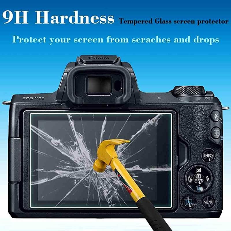 M50 Screen Protector for Canon EOS M50 M100 Rebel SL2EOS 200D DSLR Camera amp Hot Shoe Cover2+3Pack 03mm 9H Hardness Tempered Glass Flim AntiScrach AntiFingerprint AntiBubble