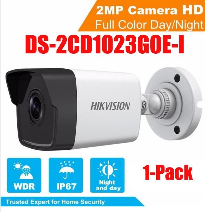 Hikvision 2MP DS-2CD1023G0E-I 2.8mm Fixed Lens IR Network Bullet Camera POE H.265 1080P IR30m IP67 IP Camera Night Vision (1-Pack)
