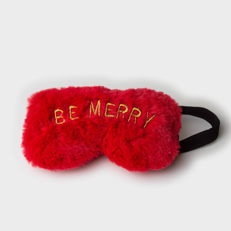 16oz Ceramic Be Merry Mug and Eye Mask Gift Set - Peppermint & Pine