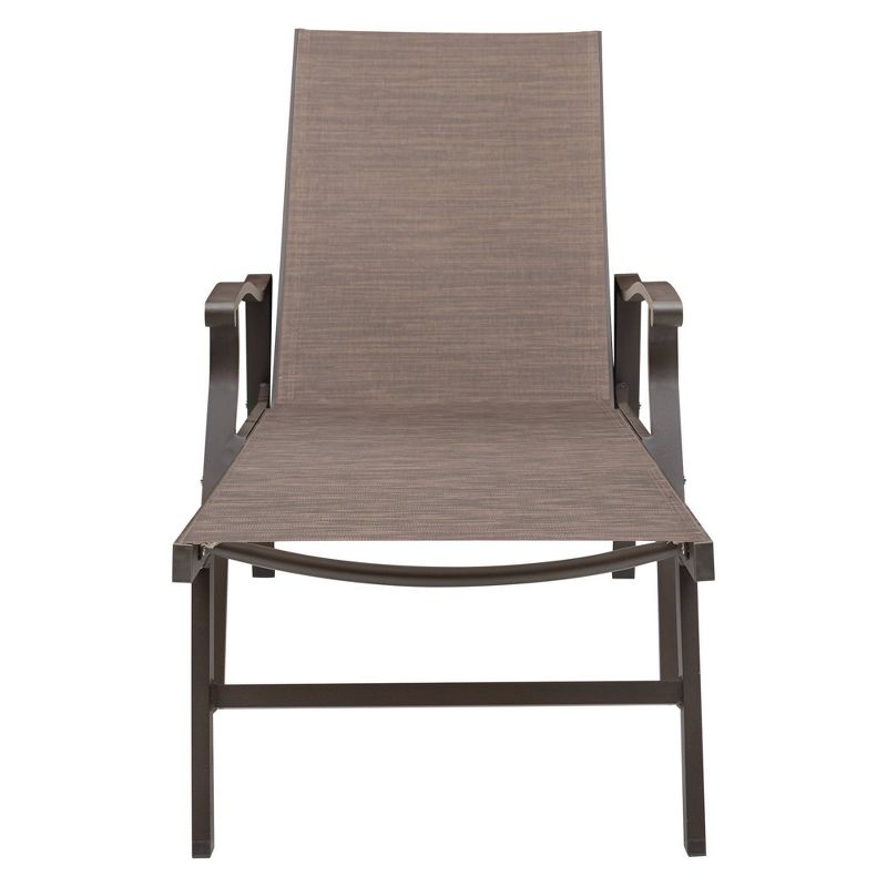 2pc Outdoor Aluminum Adjustable Chaise Lounge Chairs - Brown - Crestlive Products