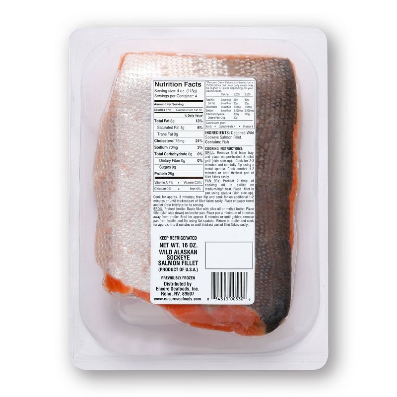 Encore Foods Wild Alaskan Sockeye Salmon Fillet - 16oz