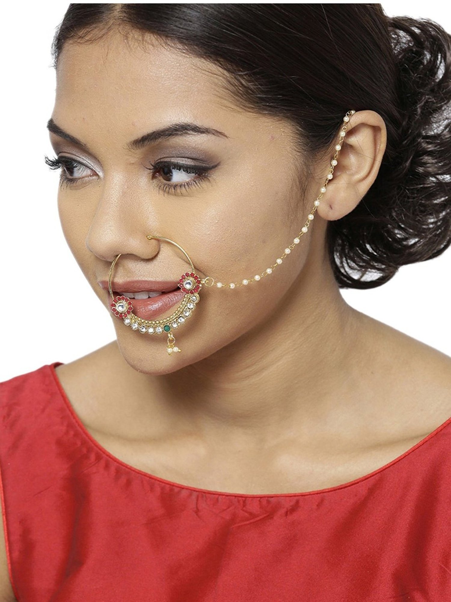 Zaveri Pearls Multicolor Alloy Nose Ring