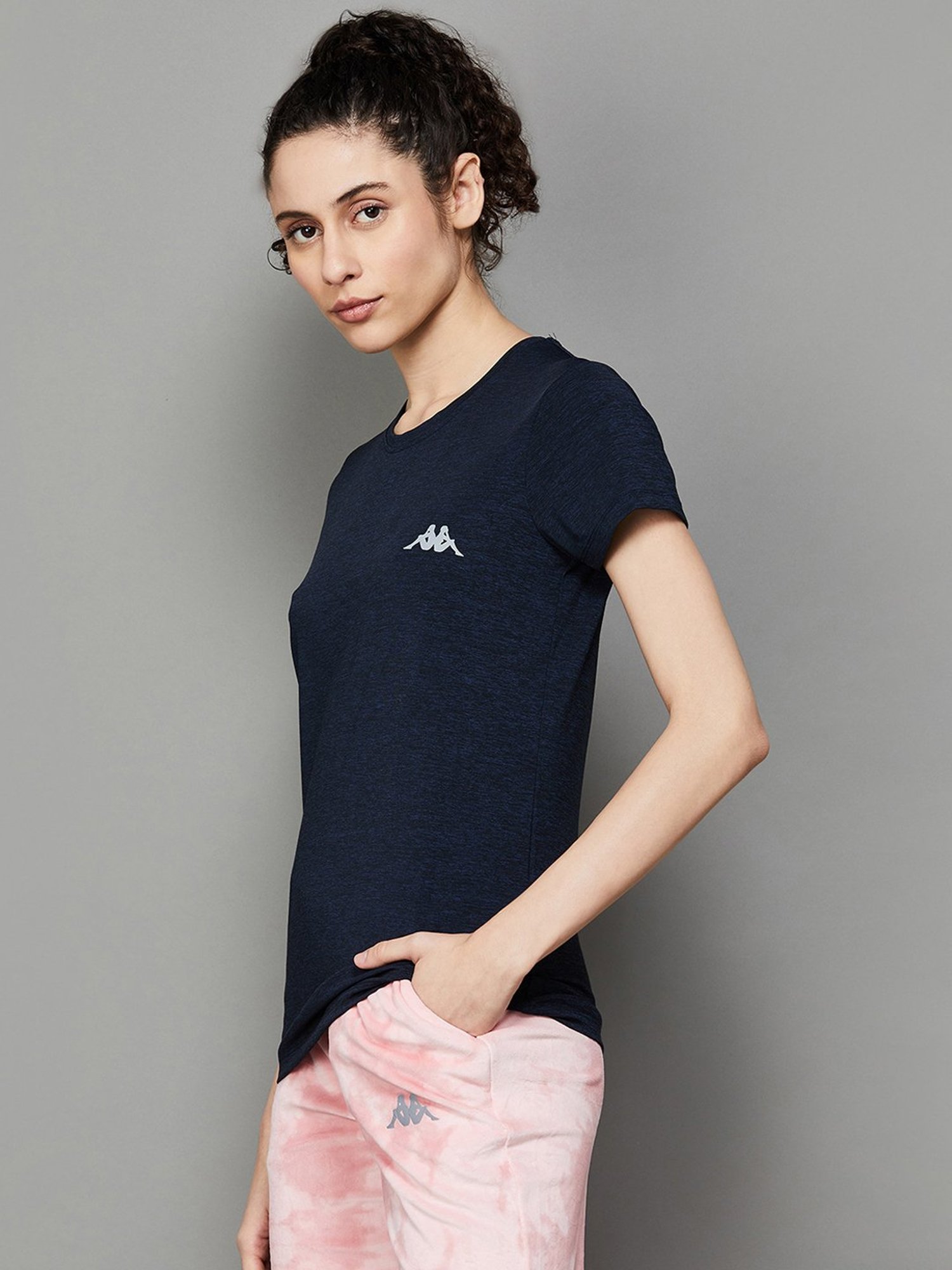 KAPPA Navy Logo Print Sports T-Shirt