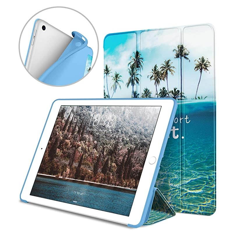 iPad 9.7 Case 2018 iPad 6th Generation Case/2017 iPad 5th Generation Case, Slim Fit Lightweight Smart Cover with Soft TPU Back Case for iPad 9.7 2018/2017 [Auto Sleep/Wake] - Blue Beach