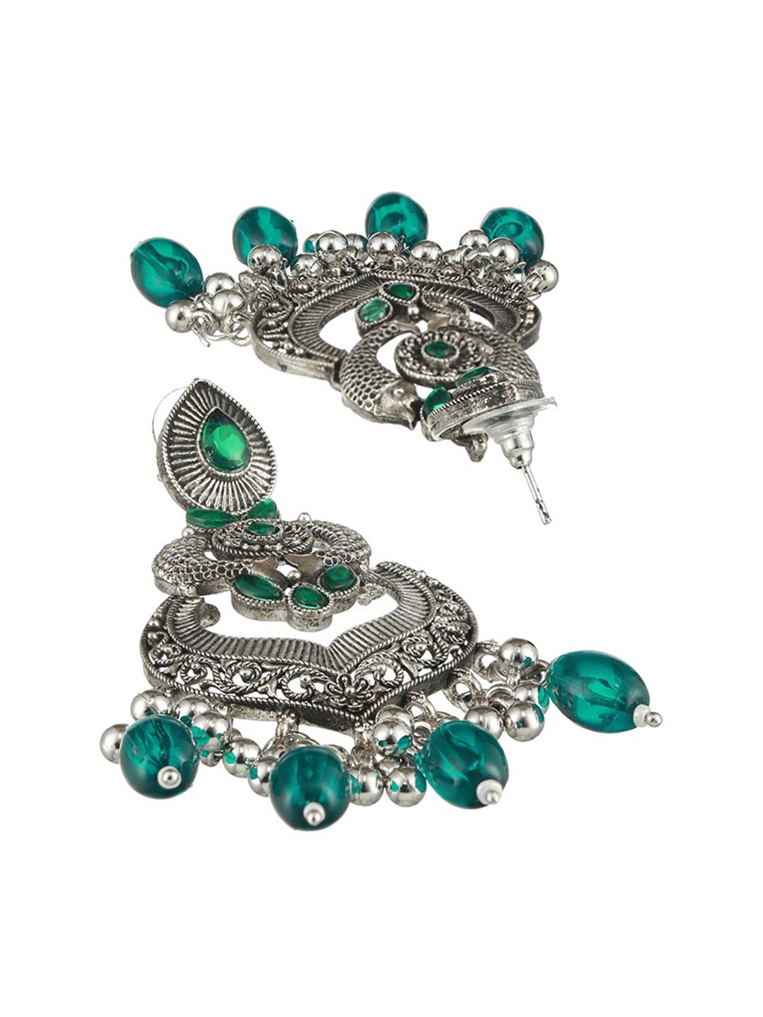 Aatmana Silver-Plated Kundan Studded Animal Shaped Chand Bali Earrings