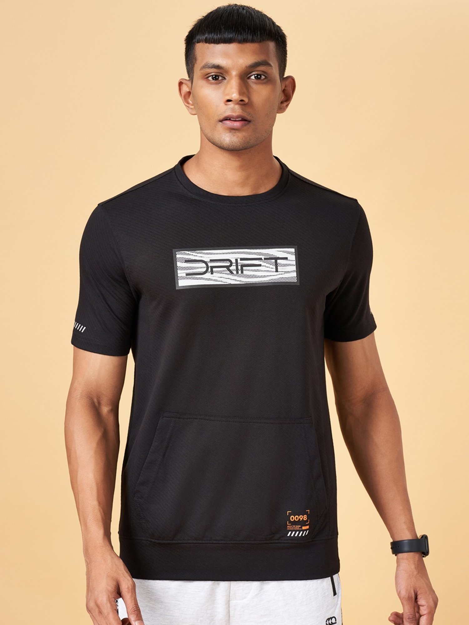 Ajile by Pantaloons Black Slim Fit Printed T-Shirt